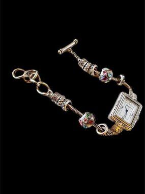 Brighton Short Hills Japan Movement Silver Watch Colorful Beads New Battery